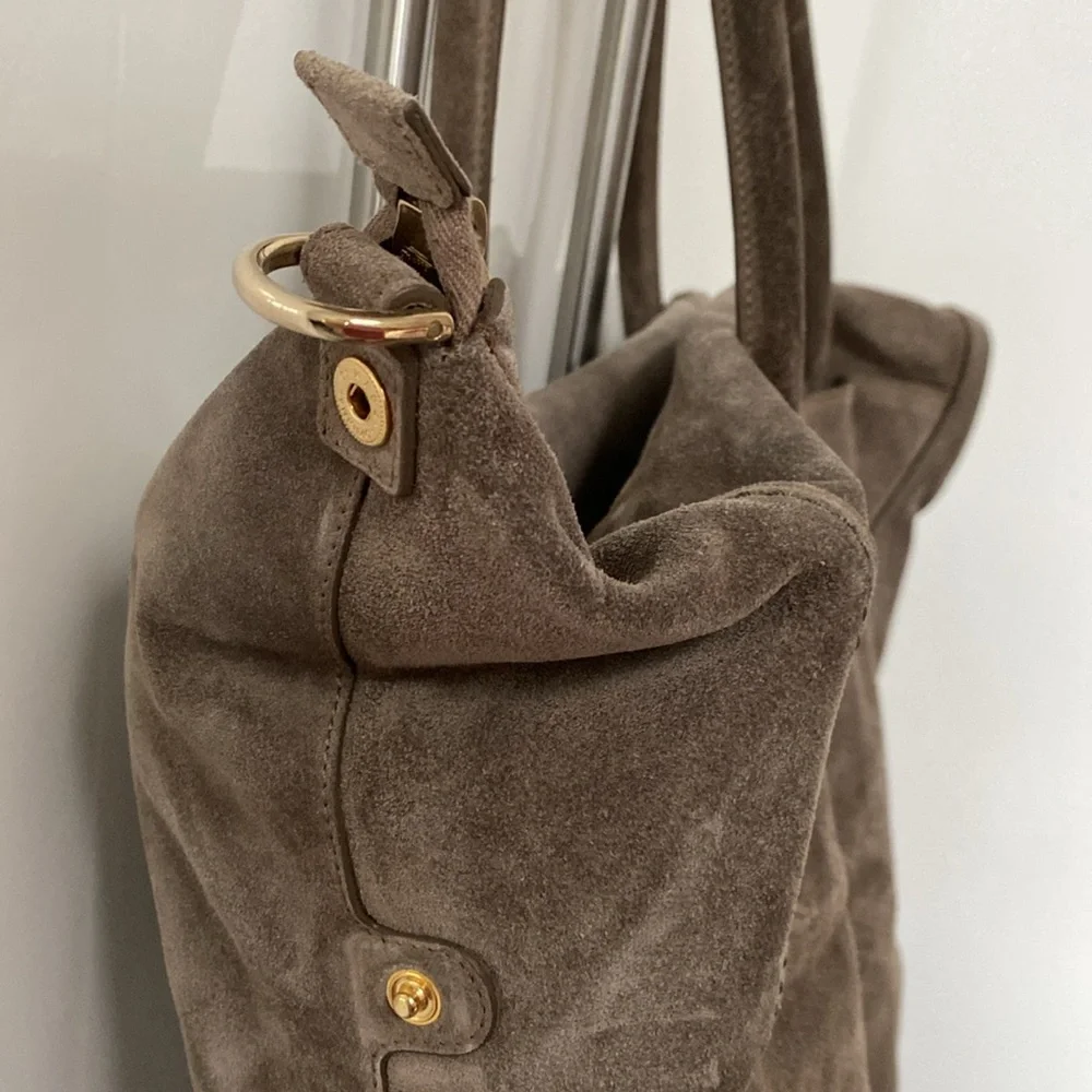 Lanvin grey suede crossbody shoulder bag - Picture 7 of 16